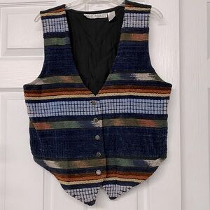 Vintage Jean Ashley Western Southwest BoHo Textured Vest Embossed Buttons Sz L